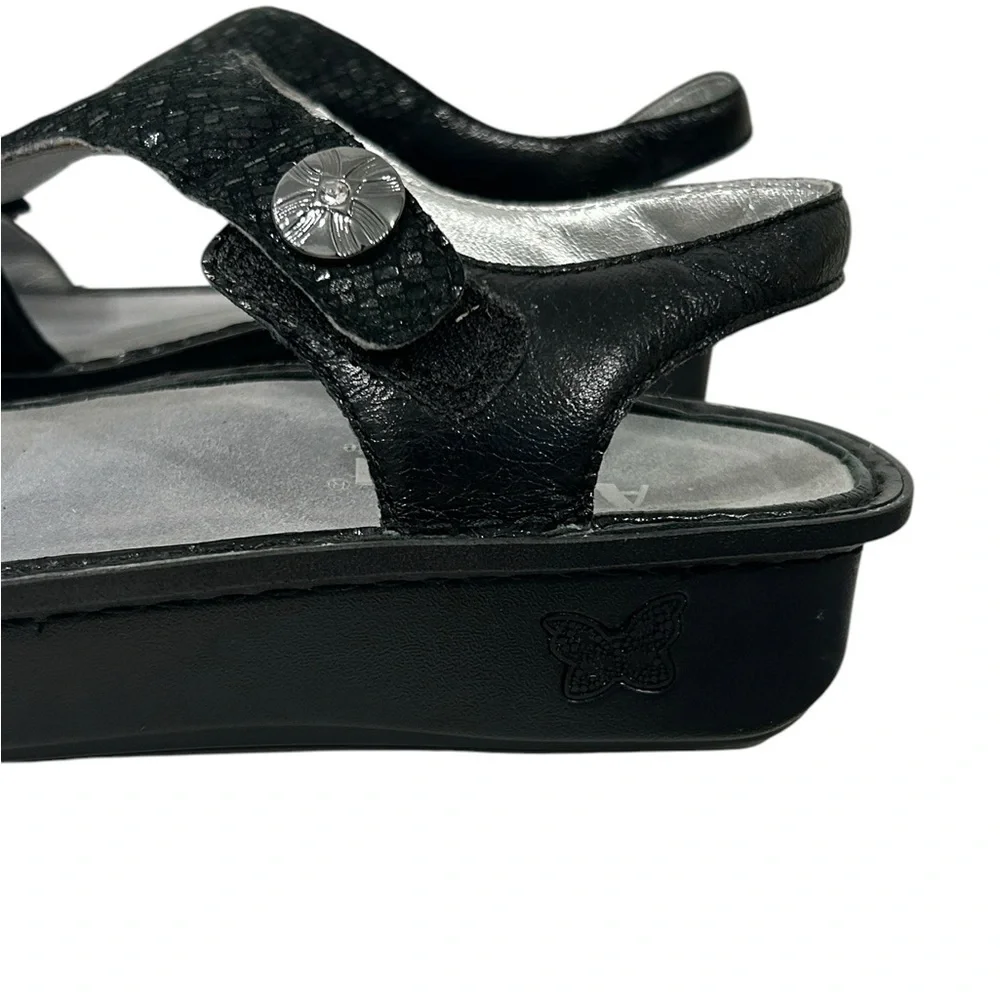 ALEGRIA Kendra Black Shimmer T-Strap KEN-765 Sandals Womens - Picture 9 of 14